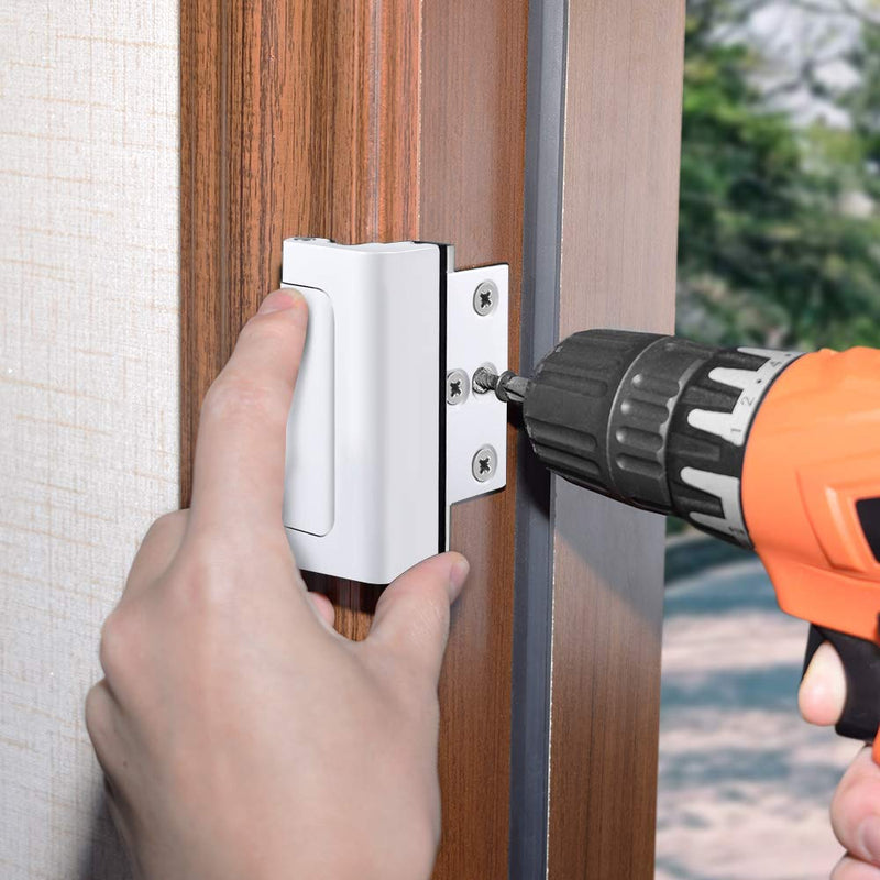 Home Security Door Reinforcement Lock Upgraded Front Door Locks for Kids Safety Withstand 800 lbs Metal Child Proof Door Latch Lock for Inside Door Top Extra Flip Lock High Deadbolt Lock Home Defender 1 White