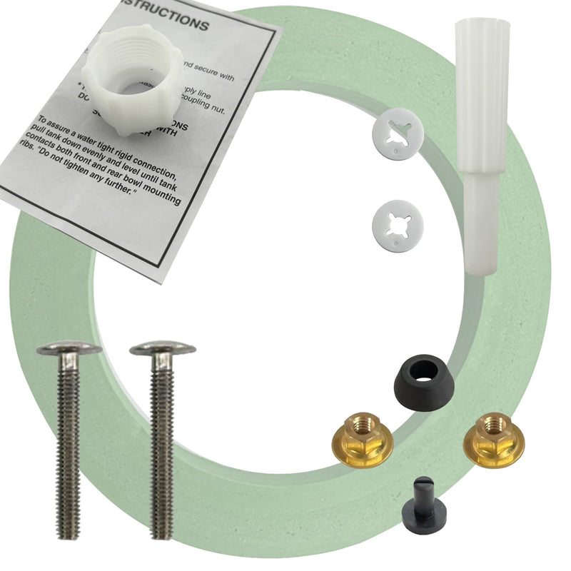 AS738756-0070A 3 Inch Toilet Tank to Bowl Coupling Kit Replacement for Most 4 Toilet Parts 3'' Flush Valve Opening Tanks (Green)