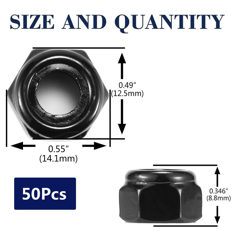 5/16-18 Nylon Insert Hex Lock Nuts 50Pcs 304 Stainless Steel Locknuts, Hex Drive, Bright Finish, Black Oxide by SG TZH 50 5/16-18