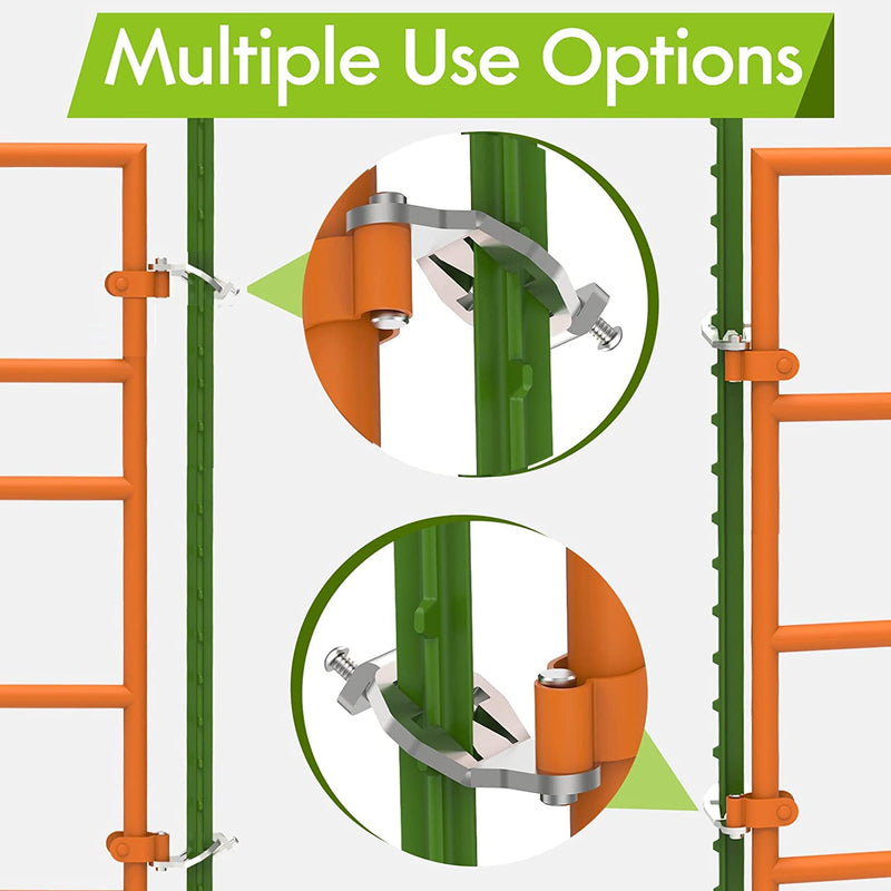 T-Post Gate Hinge Pins - Heavy Duty Gate Hanger, Hang a gate from a Metal T Post, Steel Gate Hinges Target Hanger for Farm Gate, Garden & Backyard Gate, Easy to Install. (Patent) Silver