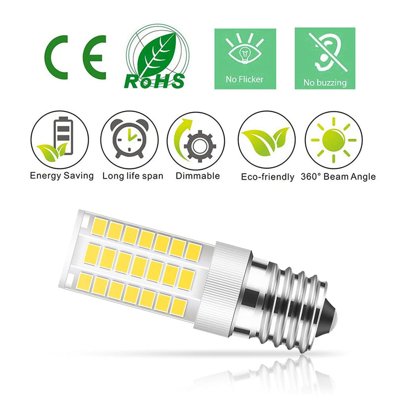 E17 LED Bulb Dimmable, 5W Microwave Oven Bulb, Daylight White 6000K, 40W Halogen Bulb Replacement for Microwave, Over Stove Appliance, Range Hood, Refrigerator, E17 Intermediate Base (2 Pack)