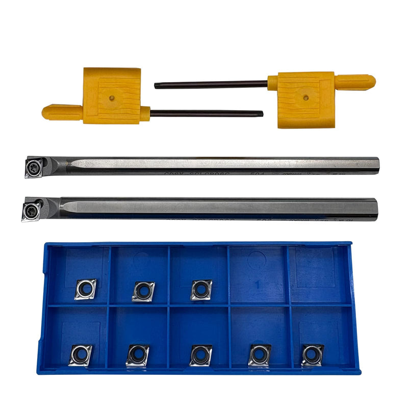 C06K-SCLCR06 Boring Bar Tungsten | 2pcs C06K/C08K-SCLCR06 holders +10pcs CCGT060204-AK inserts carbide for aluminum copper plastic boring outer. 2PCS Tungsten steel tool holders+10PCS CCGT21.51
