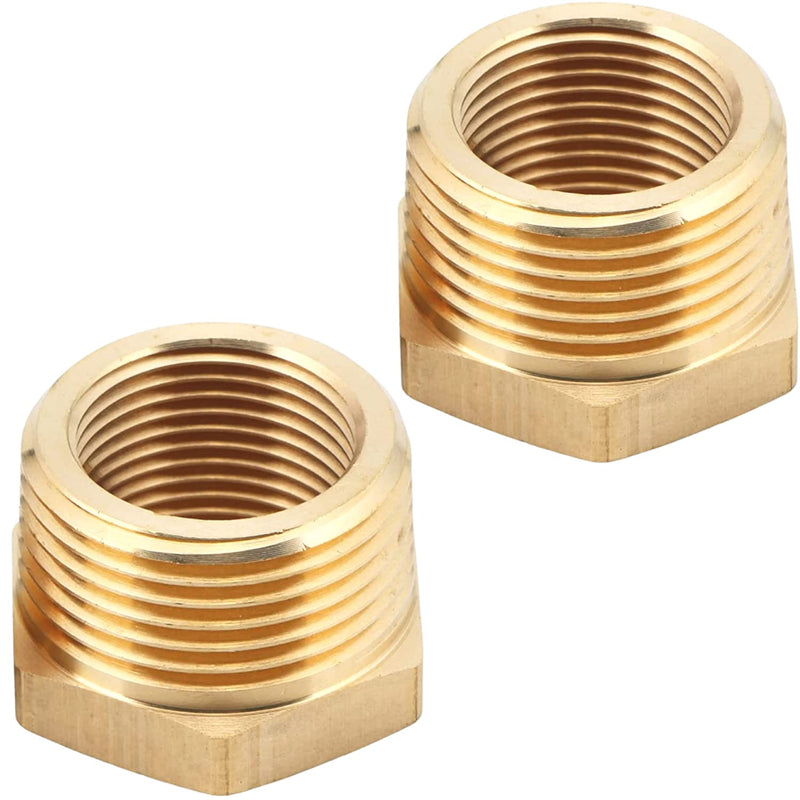 2pcs 1" NPT Male x 3/4" NPT Female Brass Reducer Hex Bushing Threaded Pipe Fitting Adapter by CX WONDERLAND