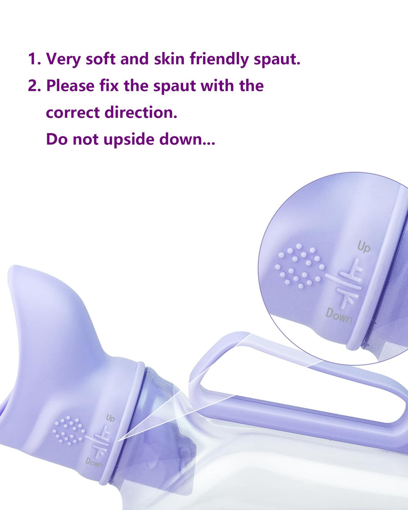 Urinal for Women - Portable Handle with Kniteed Case and Brush, Purple Pee Bottle for Women, Senior, Elderly
