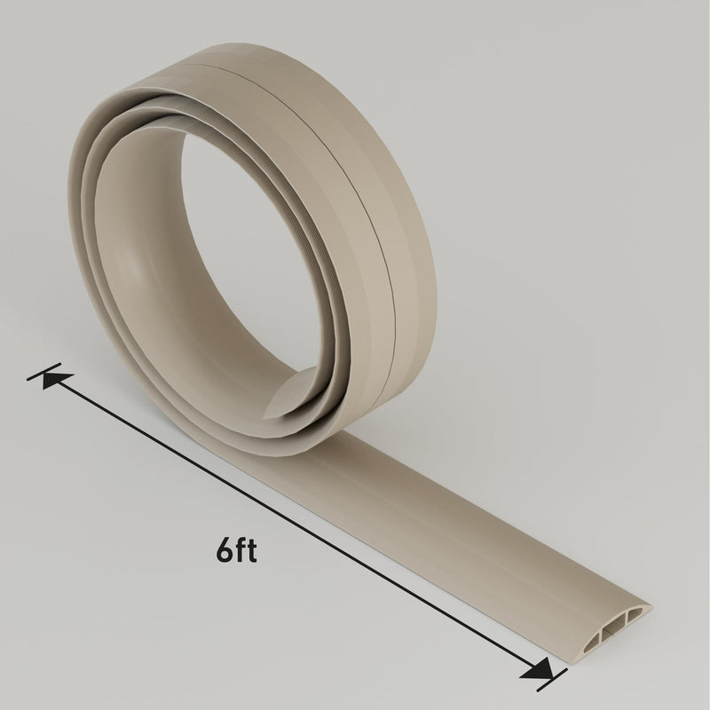 D-Line 6ft Floor Cord Cover, Cable Protector, Hide Extension Cords, Protect Cords, Prevent Cable Trips, Heavy Duty Cord Hider - Cable Cavity = 0.63" (W) x 0.31" (H) - Beige 6 Feet