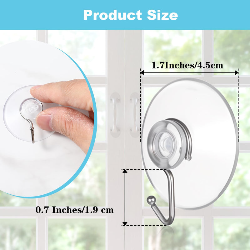 150 Pcs PVC Suction Cup Hooks, Clear Reusable Heavy Duty with Metal Hooks, No Trace for Bathroom Shower Kitchen Glass Window Wall Door Tile