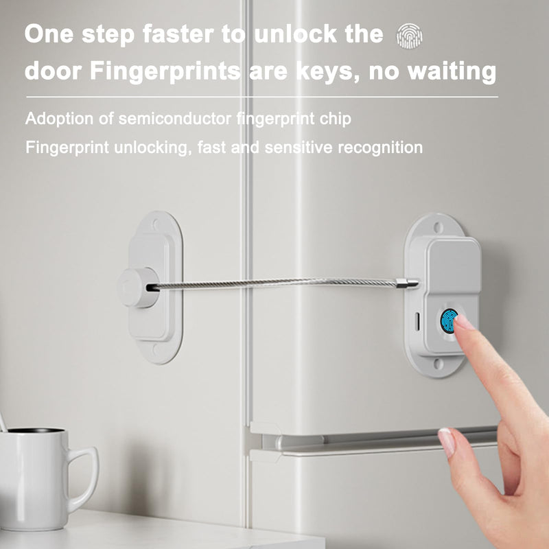Fingerprint Fridge Lock, Refrigerator Lock with Fingerprint, for Fridge, Cabinet Locks, Drawers, Dishwasher, Toilet and Cabinet Locks Baby Proofing, 3M Adhesive No Drilling (Black) Black 1 pack