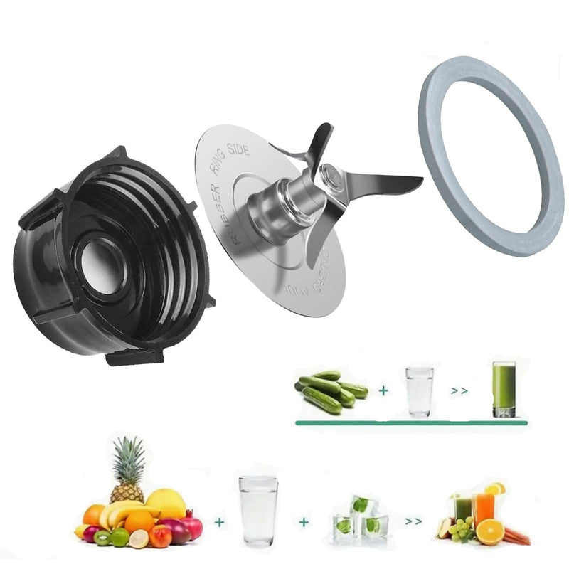 For Oster Blender Replacement Parts Blender Ice Blade with Jar Base Cap and Two Rubber O Ring Seal Gasket Accessory Refresh Kit，Compatible with Oster Blender
