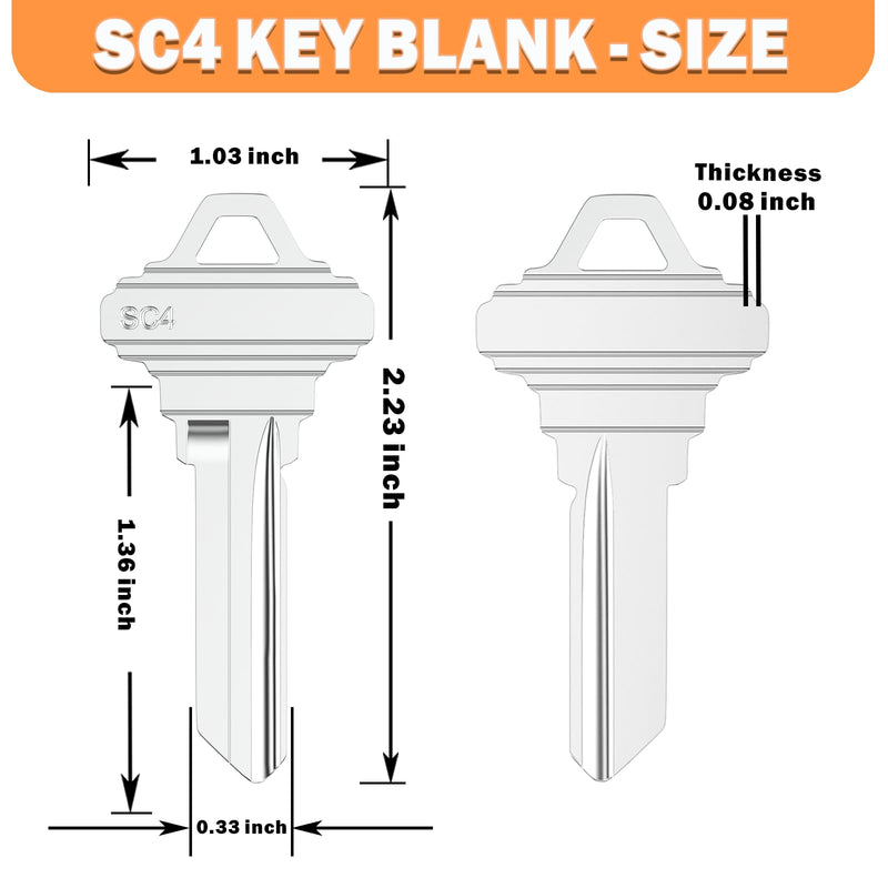KW10 Blank Key and SC4 Key Blanks, Pack of 40 Uncut Blank Keys, Premium Brass Blank Keys for Home and Professional Use Nickel