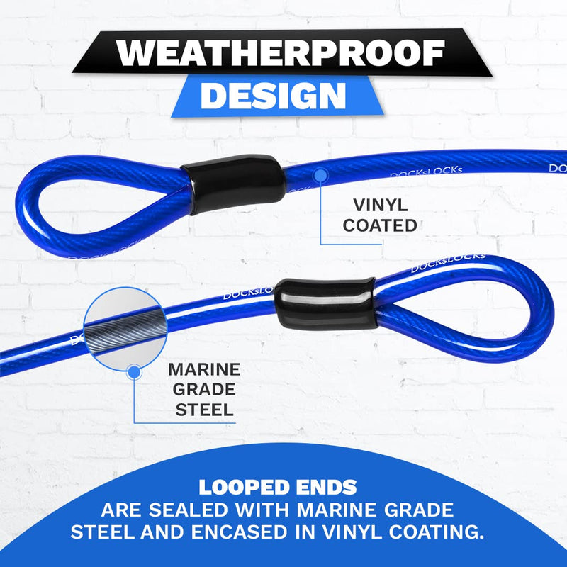 Weatherproof Straight Security Cable (5ft to 25ft Lengths) with Reinforced Looped Ends, Anti-Theft Protection for Kayaks, Bikes, Paddleboards, Outdoor Equipment, Bicycles and More 5ft