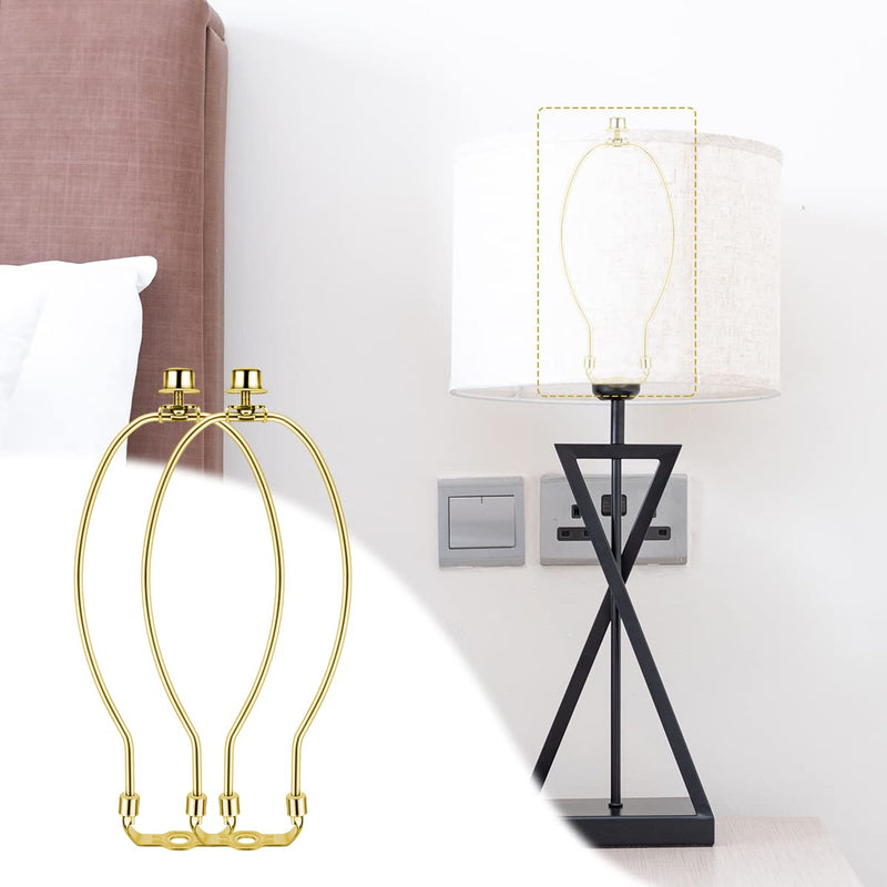 2 Pcs 10Inch Lamp Shade Harp Holders Detachable Lamp Shade Bracket Heavy Duty DIY Lighting Accessories for Floor Lamps and Table finials Bracket Light Fitting (Polished Brass) Polished Brass