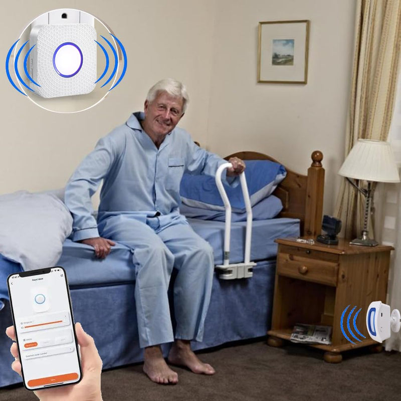 WiFi Bed Sensor Alarm and Fall Prevention for Elderly/Dementia and More,Caregiver Pager Motion Sensor Alarm with Phone APP, Bed Alarm for Elderly Adults Wireless WiFi