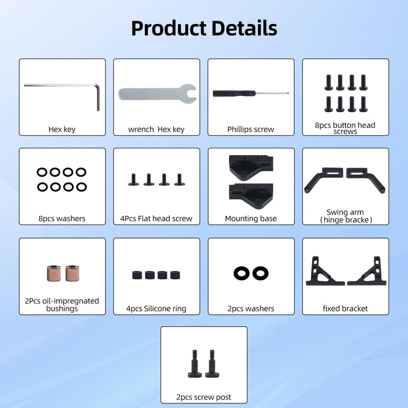 FYSETC Upgraded Metal Parts for Snapmaker-U1 Door: CNC Door Hinge 180/270° Adjustable Easy to Swivel Compatible with Snapmaker U1 3D Printer Not for J1 J1S