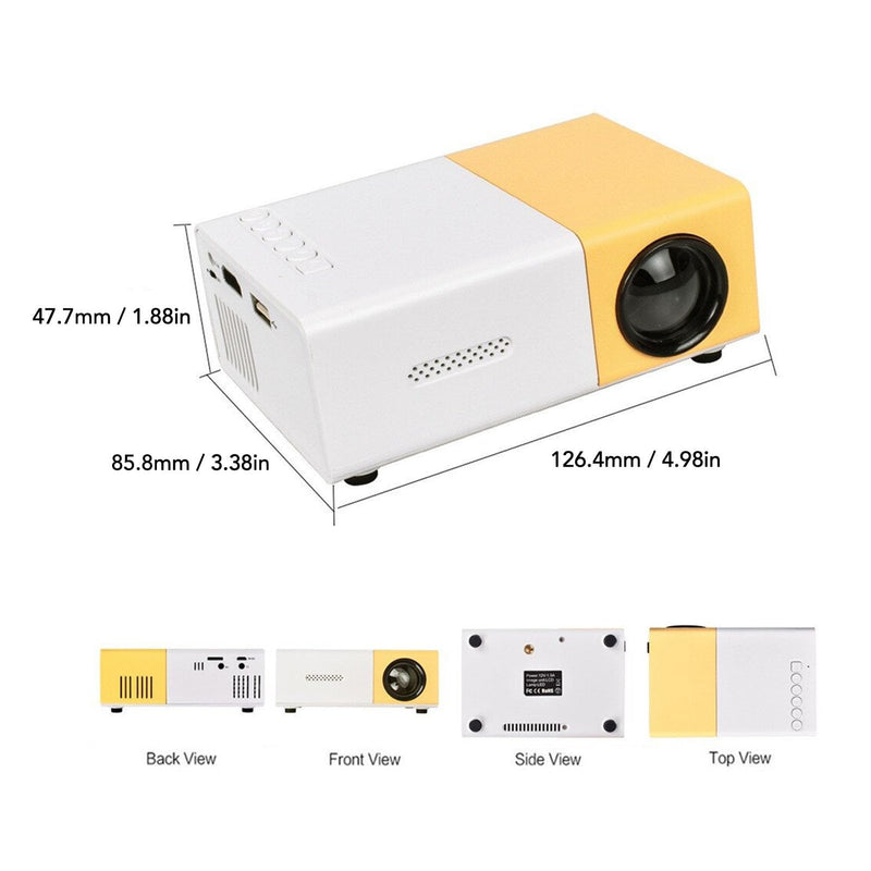 Mini Projector, 1080P Full HD Video Projector, Portable Outdoor Home Theater Movie Projector, Hifi Stereo Speakers, HDMI, USB, AV, Smartphone Tablet TV Sticks (US US Plug