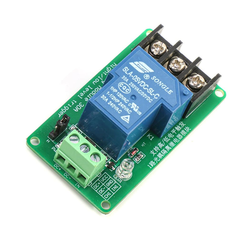 HiLetgo 2pcs 5V 30A One Channel Relay Module Optocoupler Isolation High and Low Trigger 5V