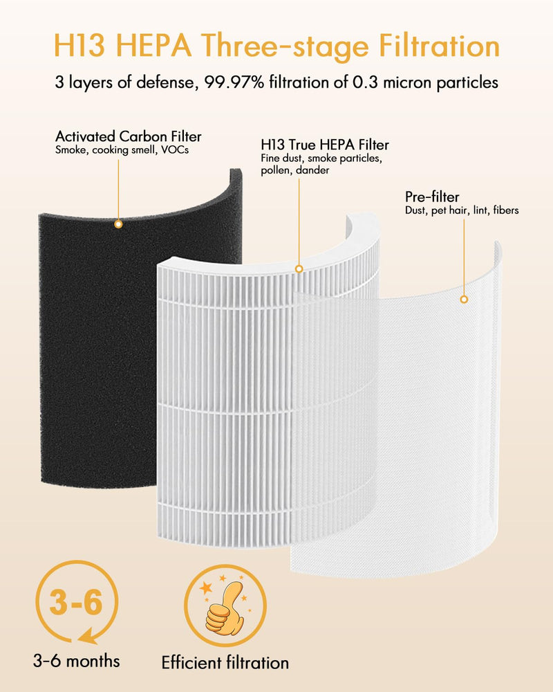 (1 PCS) Air Purifier B-D02U Replacement Filter, VEWIOR H13 True HEPA Air Cleaner Filter (Special for B-D02U Air Purifier) Universal Filter(1PCS)