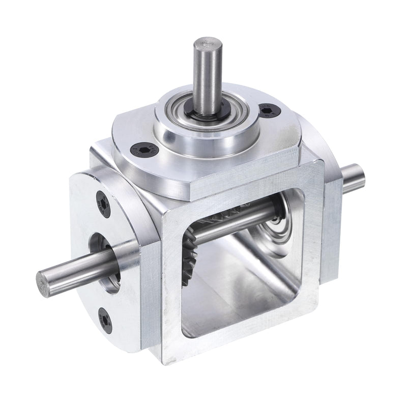 uxcell Gear Box 90 Degree Right Angle Bevel Gearbox 1:1 Forward Double Output Shaft 1 Module 20 Teeth Bevel Gear Aluminum Frame Simple Mechanical DIY Module with 6mm Shaft