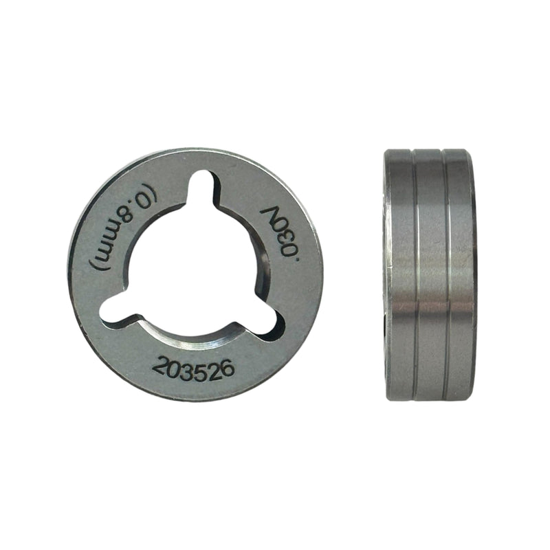Compatible/Replacement with/for Miller V-groove drive roll kit, .030/.035" combination. Includes 2 drive rolls and inlet. Package of 1