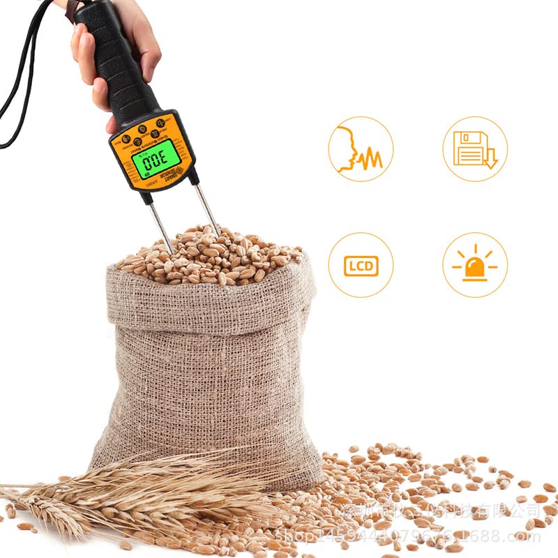 Portable Hay Meter,Grain Humidity Meter,Digital LCD Display Grain Moisture Meter for Wheat Corn Rice Peanut Soybean with Non Slip Handle