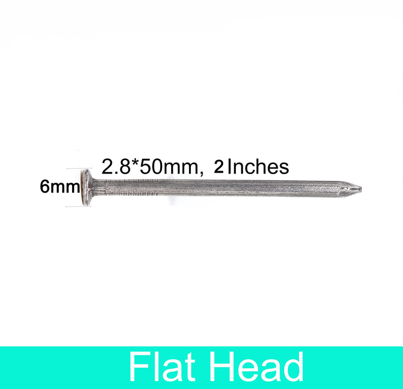 cSeao 100pcs Metal Cement Wood Sliding Nails for Wood Furniture, 50mm 2" Length, Common Nails Hanging Nails Picture Hanging Nails 2.8x50mm