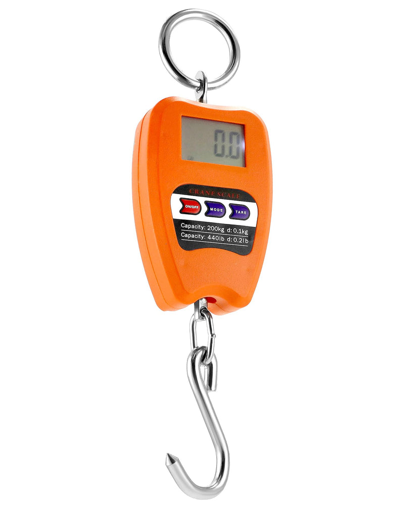 QWORK Hanging Weight Scale, 200kg/440lbs Digital Crane Scales Fish Weighing Scale Aluminum Housing LED Display Scale for Fishing, Weigh Luggage, Home Farm