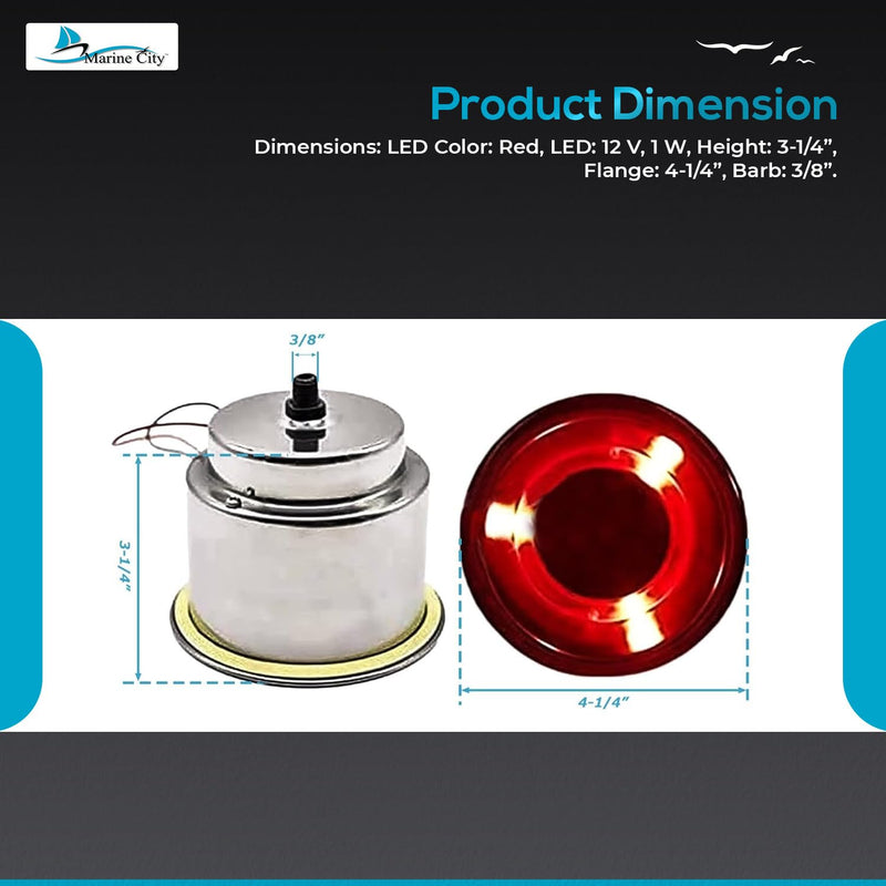 MARINE CITY Red LED Lights Cup Holder with Drain, 304 Grade Stainless Steel, Durable, Corrosion-Resistant, Easy Installation for Boats, Marines, Yachts, Ships, Kayaks (Pack of 2) 2 Pcs