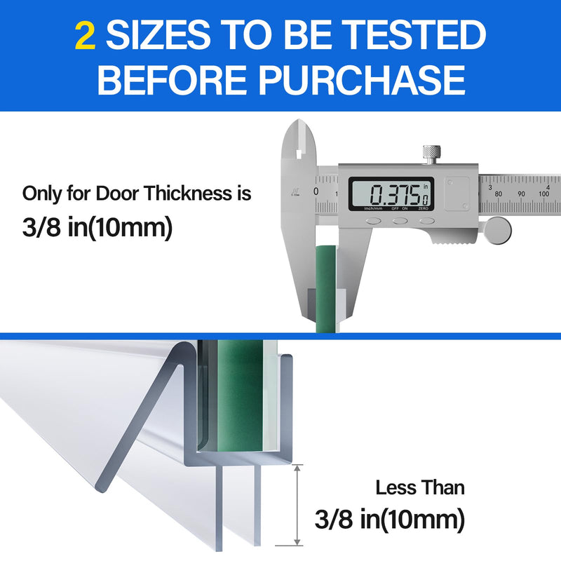 3Pack 3/8" x 39" Shower Door Bottom Seal - Shower Door Sweep - Frameless Glass Seal Strip - Stop Shower Leaks and Create a Water Barrier, 10MM 39" x 3/8" (3pcs)