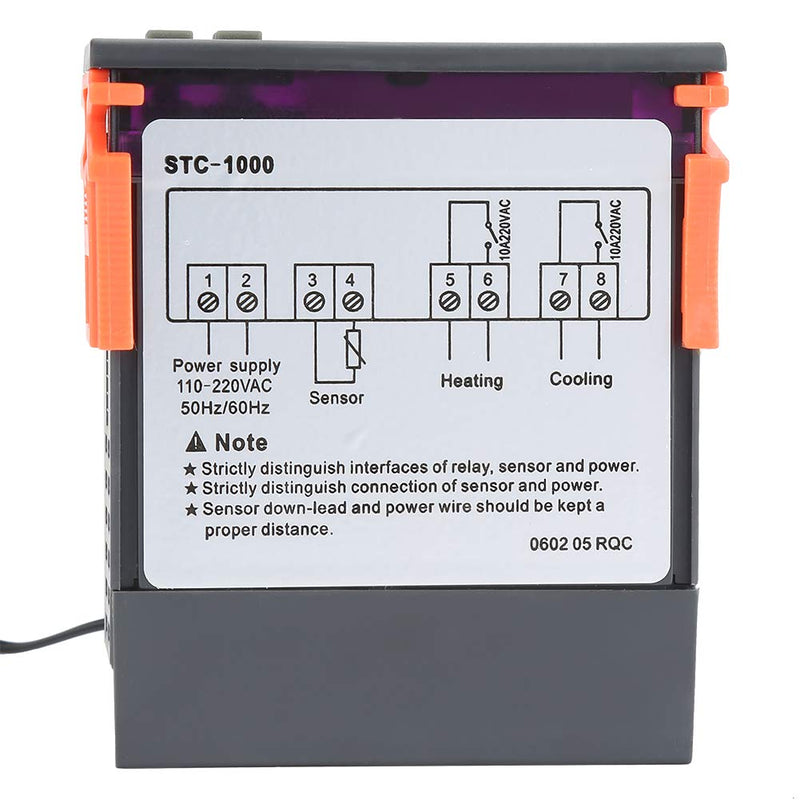 Digital Thermostat, Digital Temperature Controller with Sensor, STC-1000 Temp Sensor Electric Thermostat Control 110-220V for Incubator Brooder Refrigerator Fermenter Greenhouse Reptile