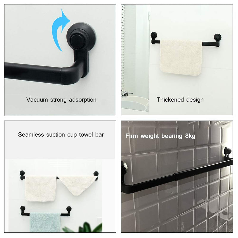 Wall Towel Bar, Modern Retractable Suction Mounted Holder for Bathroom Kitchen ABS White Adjustable 20.5 to 32.3 Inch No Drill Single Bar 1 Pack