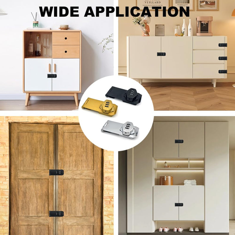 2Pcs Cabinet Password Rotary Hasp Locks,4 Inch Keyless Combination Lock for Cabinets,Gates,Doors,Closets and More (Gold) Gold