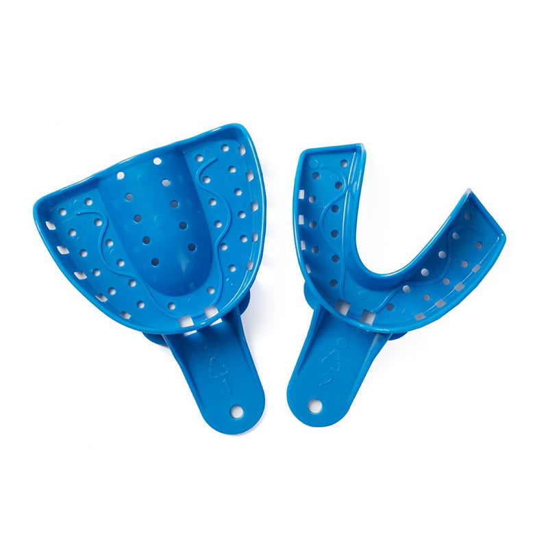 SNAWOP Dental Impression Trays 12PCS Perforated Plastic Holder for Impression Matrials Multi Sizes (6PCS Upper+6PCS Lower L) 6PCS Upper+6PCS Lower L