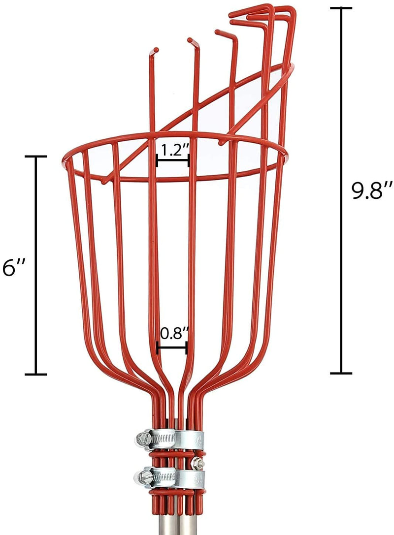 HOSKO 13FT Fruit Picker Tool, Lightweight High-Grade Stainless Steel Adjustable Fruit Picker with Metal Twist-on Basket, Suit for Apple Pear Cherry Mango Guava Orange Avocados Etc Fruit Picking
