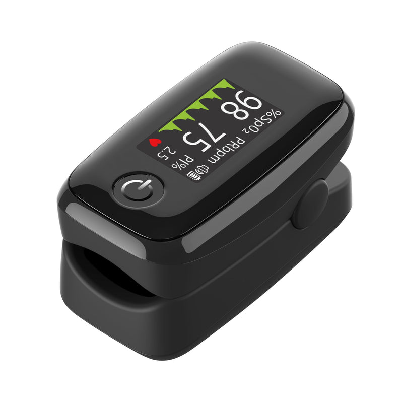 Pulse Oximeter Fingertip, Black, Blood Oxygen Saturation Monitor with TFT Display, SpO2 and Heart Rate Measurement Device