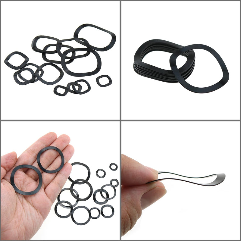290PCS Black 65 Manganese Steel Wave Spring Washer M5-M31 for Electrical Connection in Domestic and Commercial Appliance