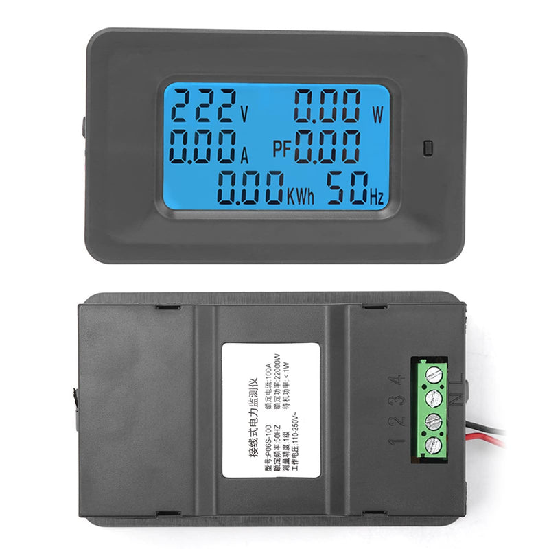 Hilitand 6 in 1 Digital LCD Meter, Voltage 110-250V Current 100A Power Monitor Panel with Mutual Inductor Energy 5 Digits- 0.01-99999KWH