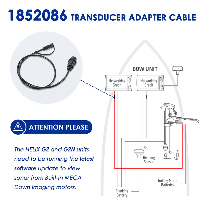 1852086 Replace for MKR-MDI-2 Adapter Cable, Fit for Humminbird Helix 7 G3 G3N G4 & G4N Fish Finder MEGA Down Imaging Adapter Cable, 30-Inch