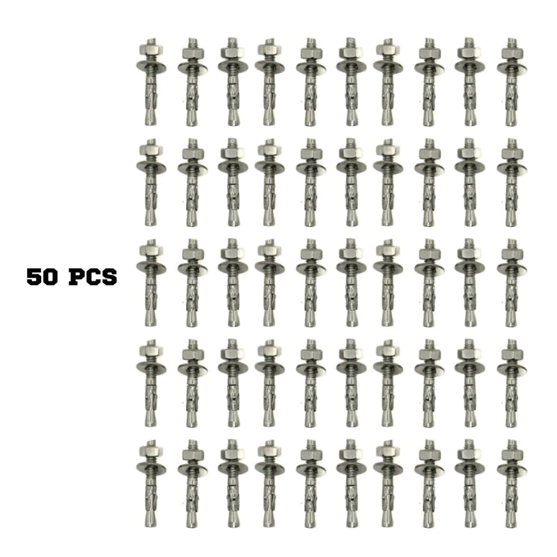Wedge Anchors, 1/4" x 1-3/4" - Premium 304 Stainless Steel, Heavy-Duty Expansion Bolts for Concrete & Masonry, Anti-Rust Performance, Durable - 50 Pack 1/4" X 1-3/4"