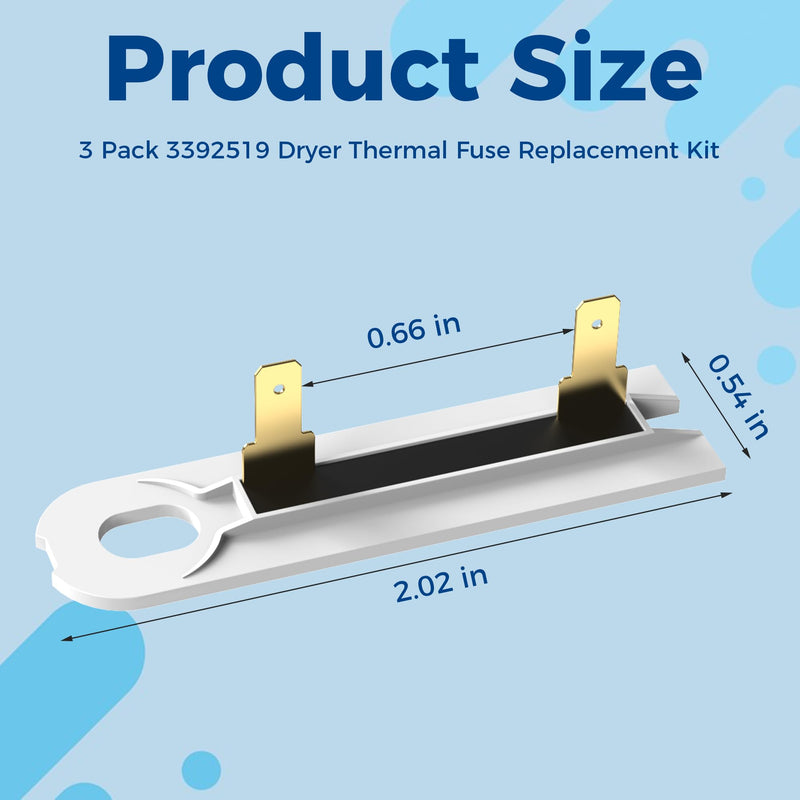 Upgrade 3392519 Dryer Thermal Fuse WP3392519 Replacement for Whirlpool Maytag Dryer Thermal Fuse Replaces AP6008325 3388651 694511 WP3392519VP by Romalon (3 Pack)