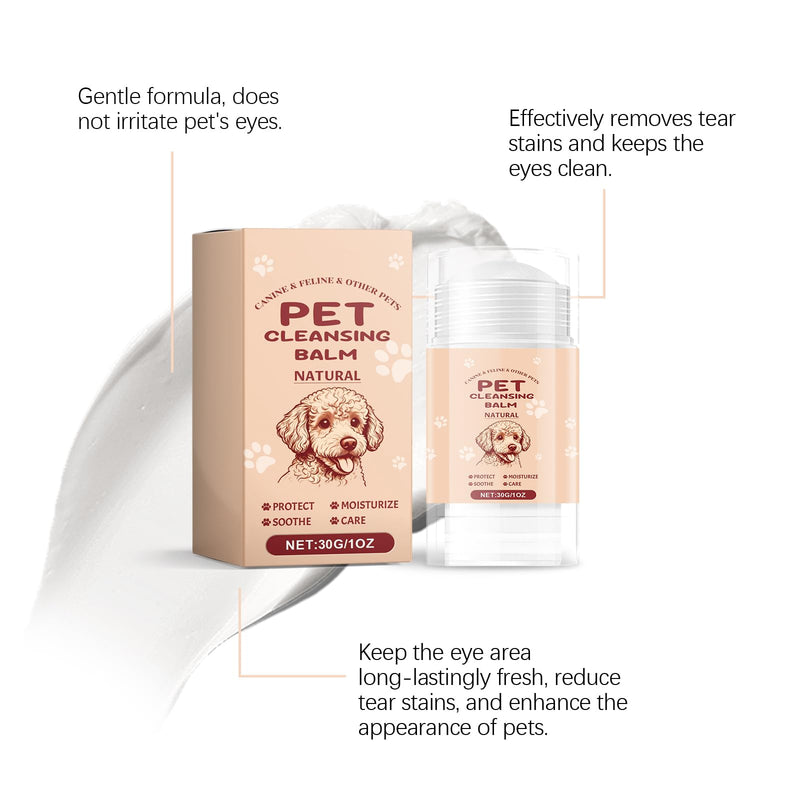 Tear Stain Balm for Dogs & Cats - Gentle & Natural Eye Cleaner Stick - Remove Tear Stains, Discharge & Debris, Pet Eye Balm Cleaner - Safe for Face, 1 oz