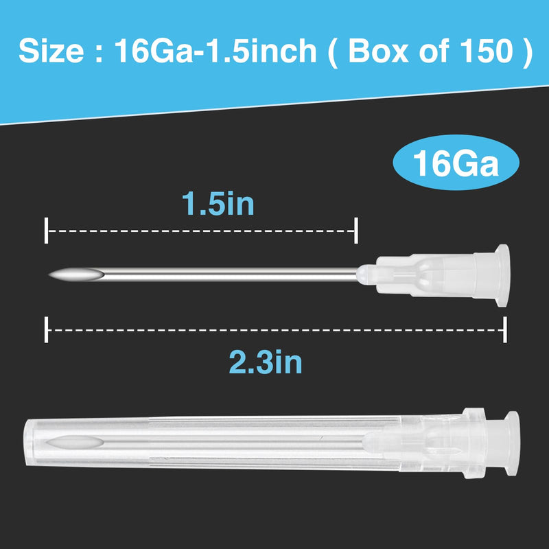 150 Pack 16 Ga 1.5 Inch Luer Lock,Lab Accessories, Industrial Dispensing Accessories, Individually Packaged 38mm/1.5 inch