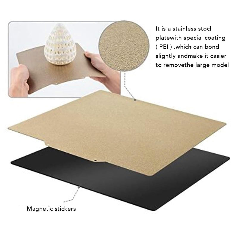 Spring Steel Magnetic Build Plate 200 x 200mm, Double Sided PEI Coated Flexible Bed, Stainless Steel Flex Plate with Adhesive Magnetic Base for 3D Printer