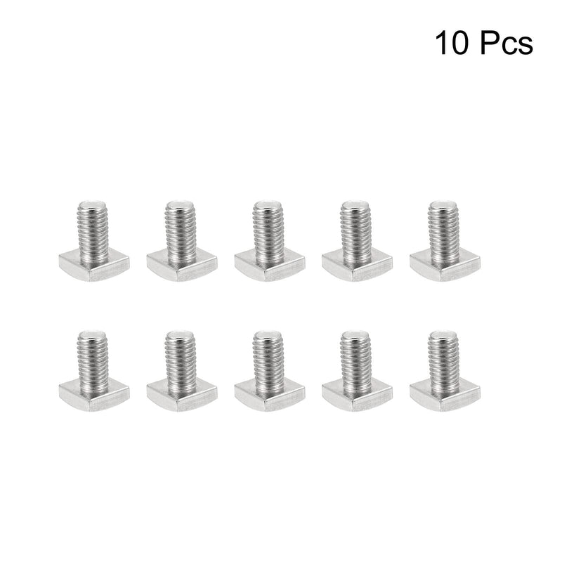 uxcell Square Head Bolt, 10pcs M6x10mm Fully Thread 304 Stainless Steel Grade C Square Machine Screws