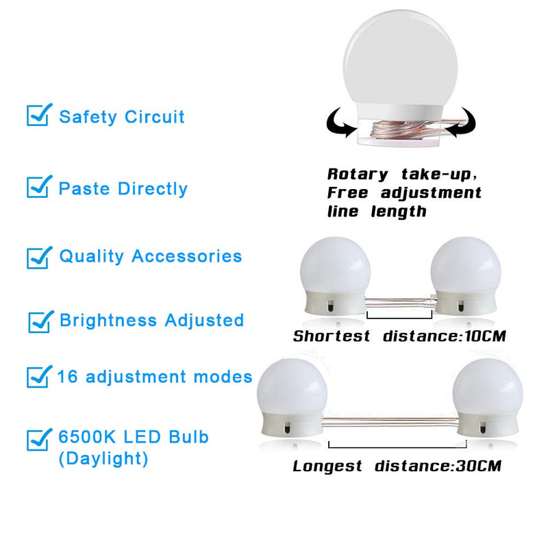 Makeup Vanity Lights for Mirror, Hollywood Style LED Vanity Mirror Lights with 14 dimmable Bulbs, USB Cable, White