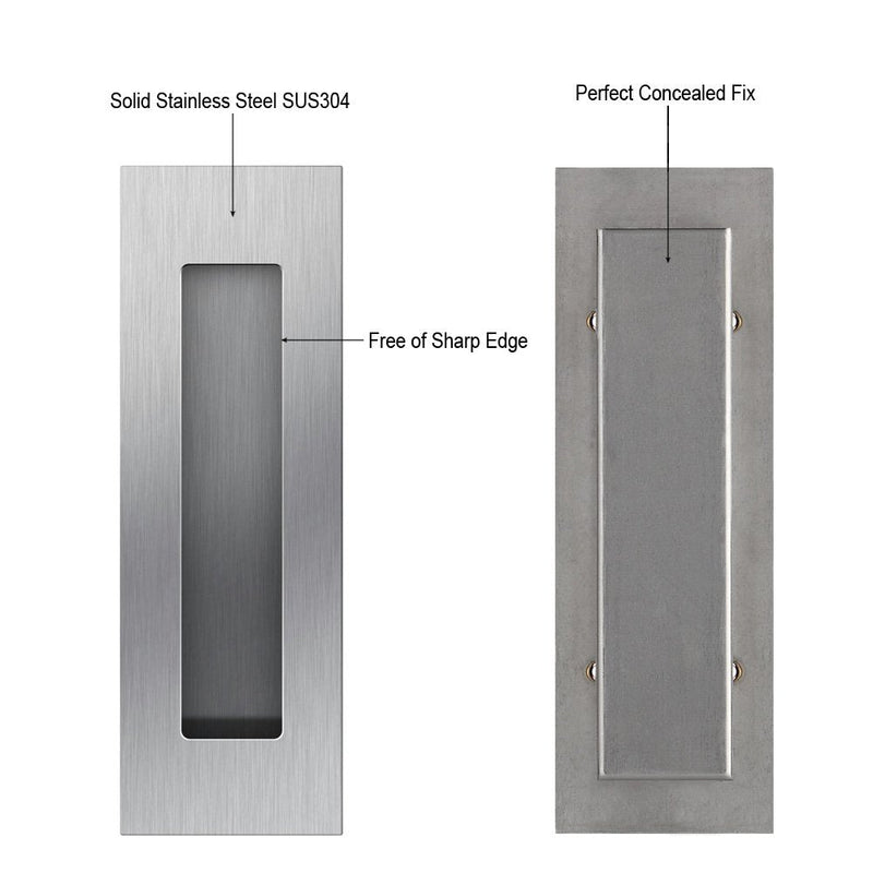 Flush Pull 2 Pack 6" Rectangular-Satin Brushed, Free of Sharp Edge