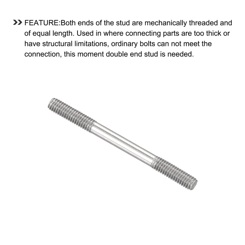 METALLIXITY Double Ended Stud Screws (M4 Thread 50mm Length) 20pcs, 304 Stainless Steel Dual Threaded Rod Bolts - for House Maintenance M4x50mm 20