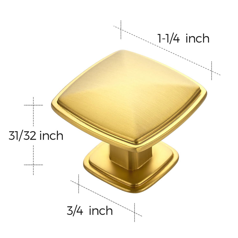 Ravinte 10 Pack Gold Kitchen Cabinet Square Knob Single Hole Cabinet Hardware for Dresser Drawer Cabinet Pulls Drawer Knobs Cabinet Knobs Contemporary Antique Rustic