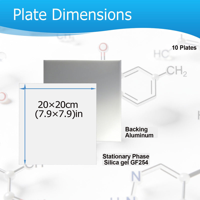 TLC Plates, Aluminum Backed Silica Gel 60 F254 with UV254 Indicator for Thin Layer Chromatography, 20 x 20 cm (10 Plates), Lab & Educational Use (Upgraded Version) Upgraded 20x20 cm