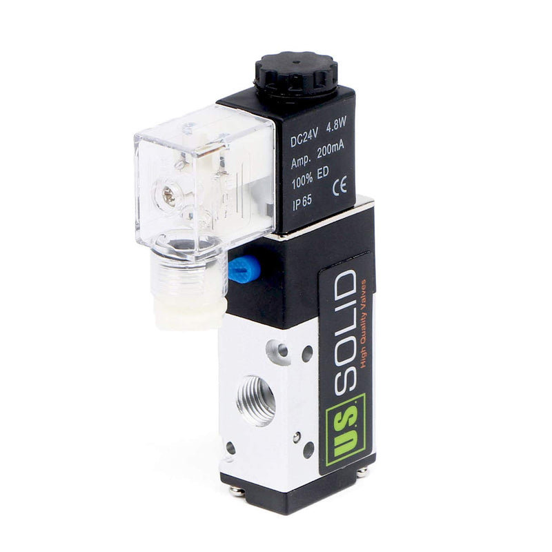 U.S. Solid 1/4inches NPT Pneumatic Electric Solenoid Valve 3 Way 2 Position DC 24V
