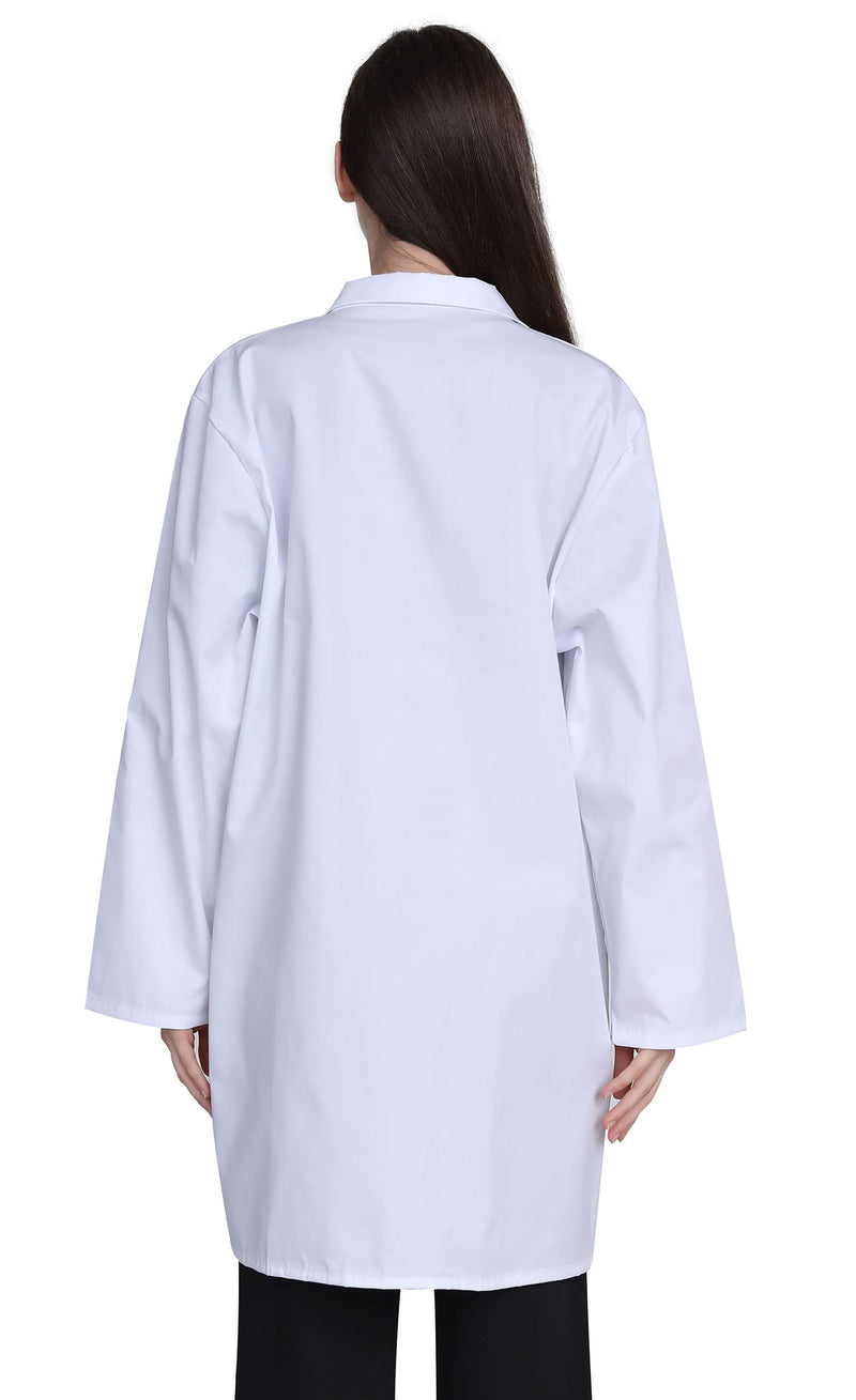 Professional Lab Coat for Women, Full Sleeve Cotton Blend Long Medical Coat，White, Unisex White Small