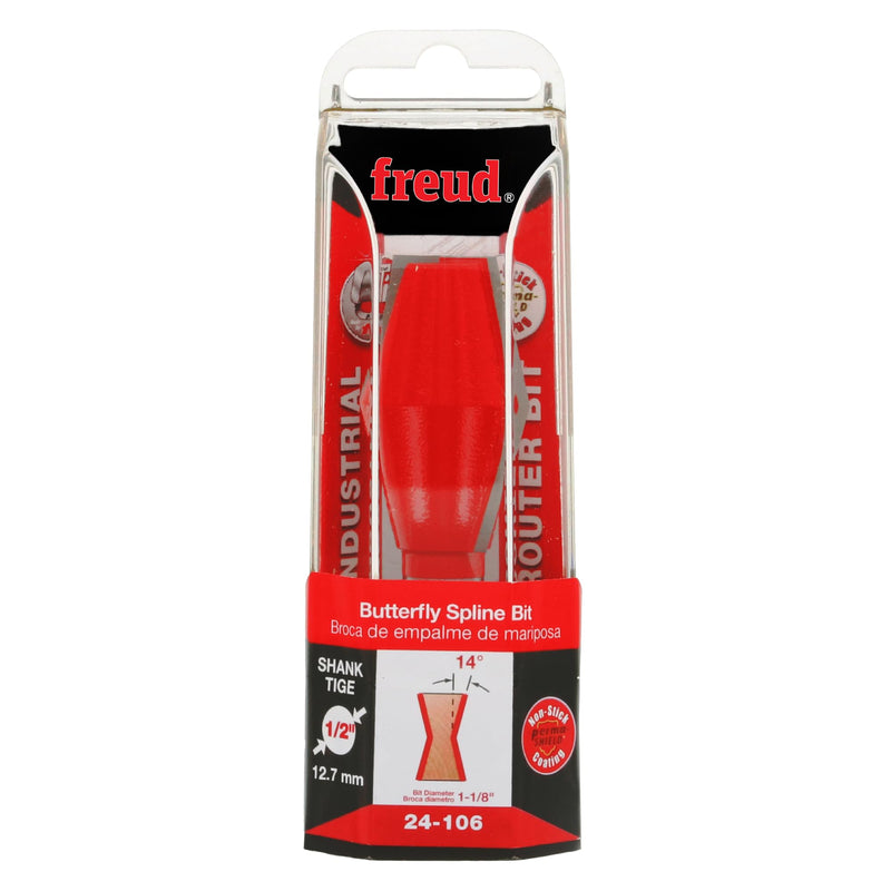 Freud 24-106: 1-1/8" (Dia.) Butterfly Spline Bit with 1/2" Shank
